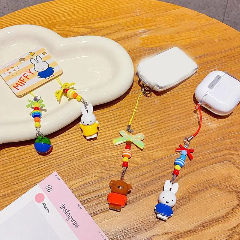 Breloczek Miffy Kawaii Królik Miffy Mini Lalka Zawieszka Plecak Uczniowski, Ozdoba do Torebki Dziewczęcej Łańcuszek do Telefonu Komórkowego dla Zakochanych