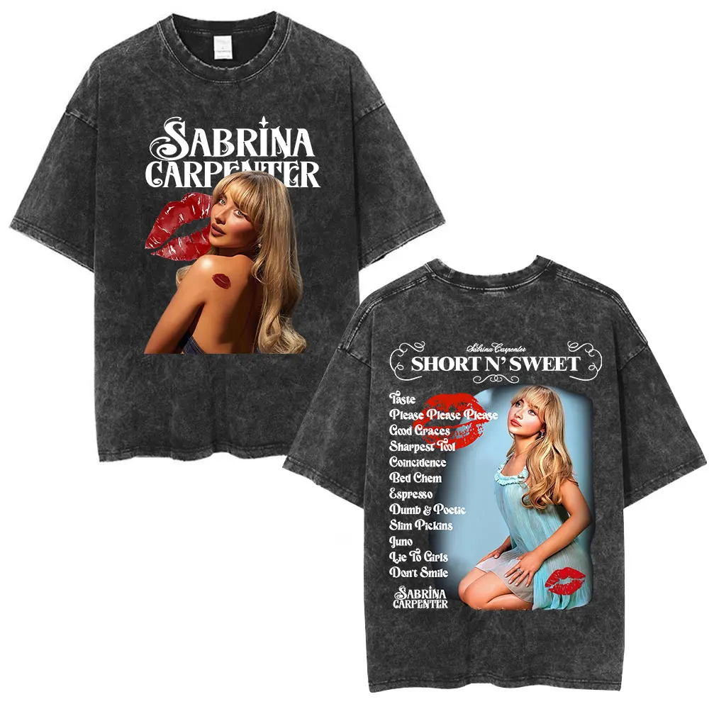 Sabrina Carpenter Graphic T-Shirt Black Cotton Casual Men Women