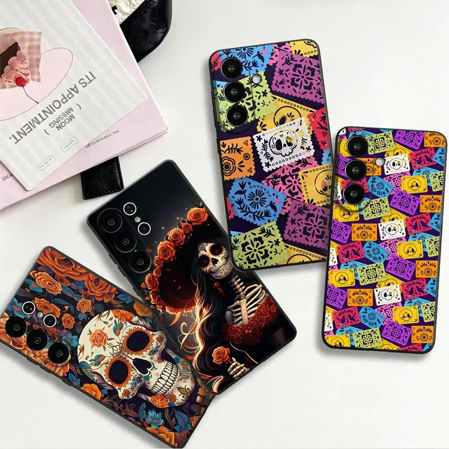 Phone Cover Case for Samsung Galaxy S26 Ultra S26+ S25+ S25 Plus S10 S9 S20 S23 S24 Note 20 8 9 10 S24+ S21 FE Dark Bloom Skull