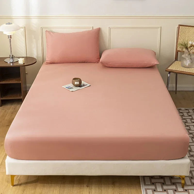 Solid color washed cotton mattress skin-friendly cotton bedspread ground bed cover dormitory mattress cover single piece