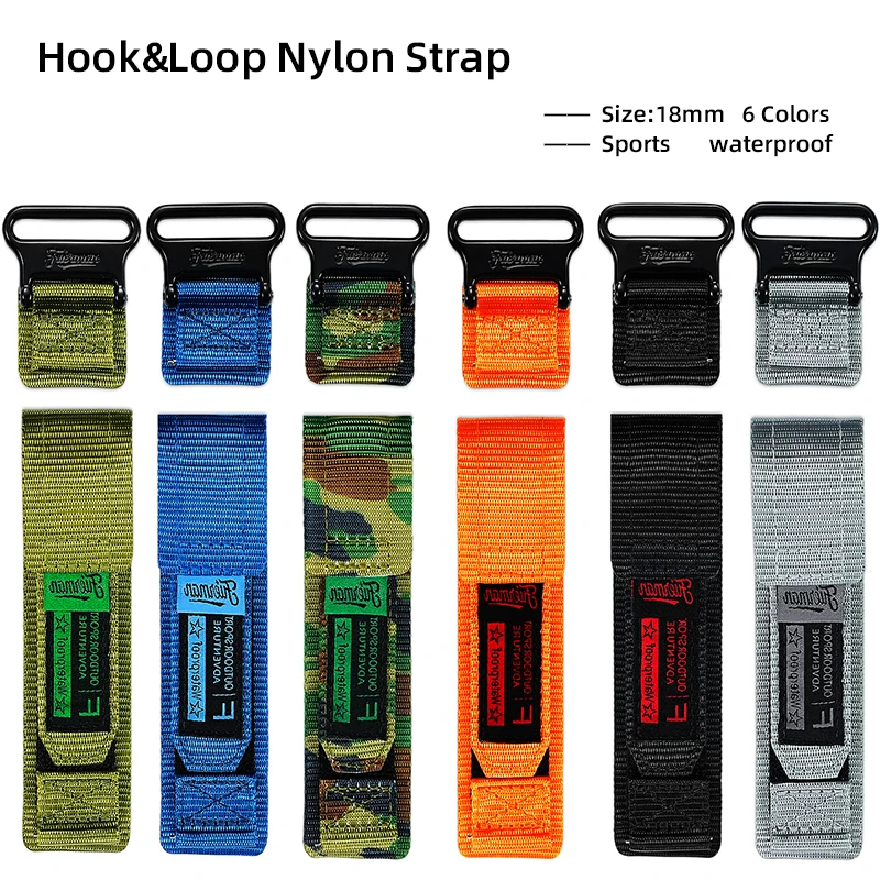 AE1200 A158 Hook & Loop Nylon Watch Band 18mm for Casio AE-1200 W800h F91W F105 F108 A168 W-218 SGW400 AQ-150W A700 fabric strap