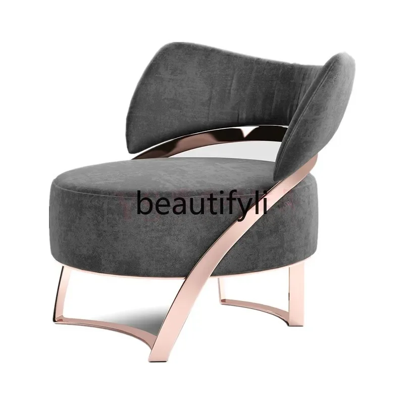 

ss25 Nordic simple living room leisure chair fashion light luxury minimalist club metal single sofa chair