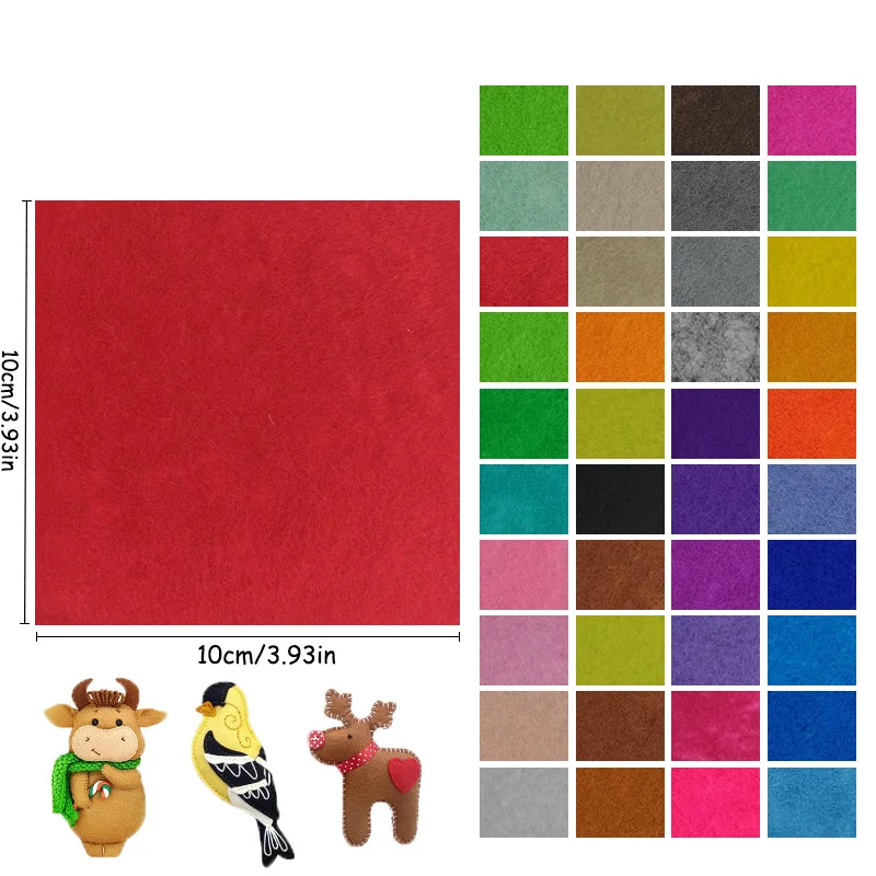 120Pcs Felt Fabric Pieces, Sewing Fabric, 4x4inch Square Shapes, 1mm Thick Medium-Hard Material, Suitable for DIY Sewing Projects and Decorations, Christmas, Easter, Thanksgiving, Greeting Cards