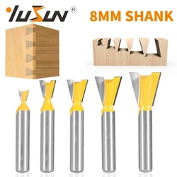 YUSUN 8MM Shank kırlangıç ortak yönlendirici Bit 14 derece ağaç İşleme freze kesicisi için gravür alet uçları yüz değirmen