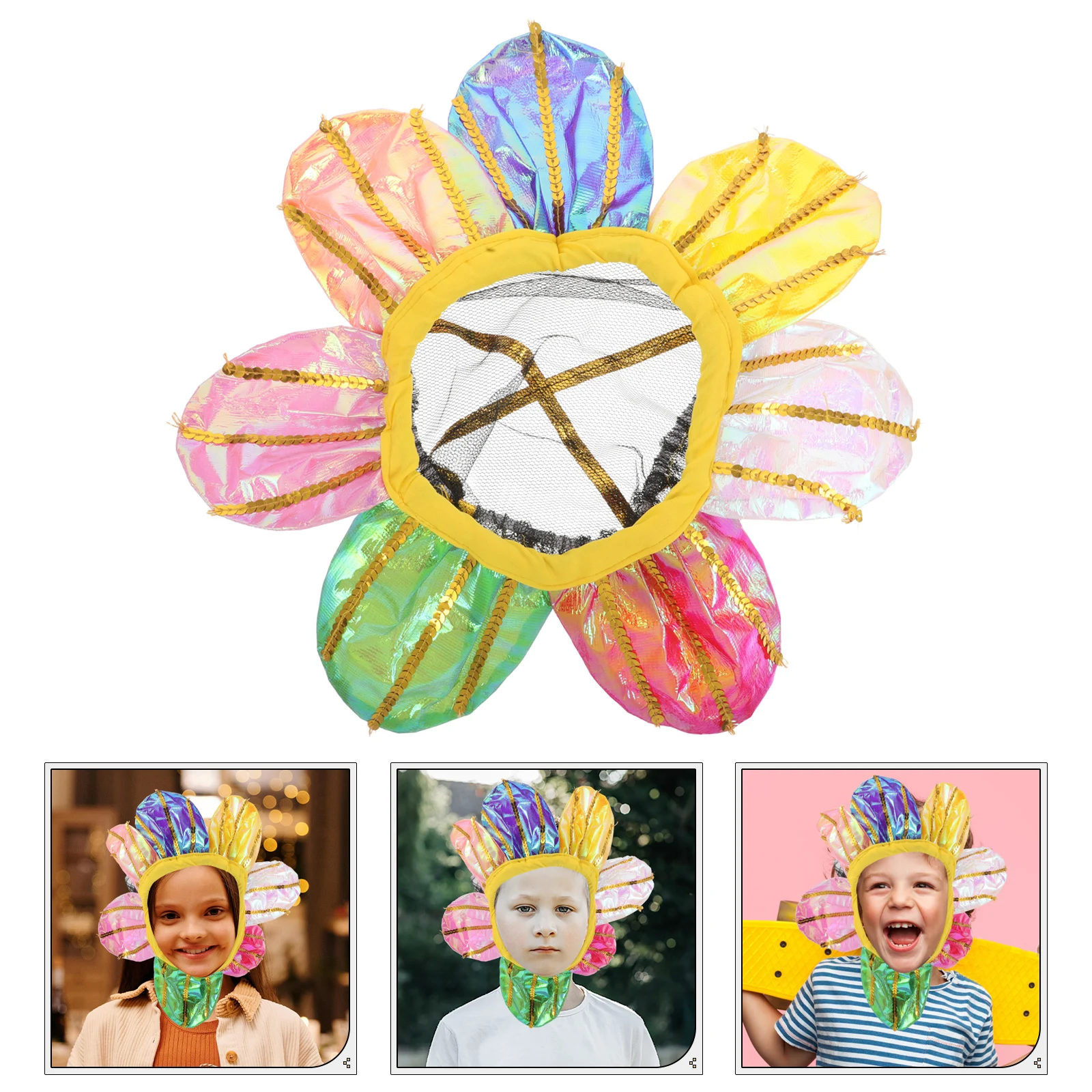 

Sunflower Headgear Costume Headband Headpiece Headline Fake Props Polyester Festival Accessories Daisy Hair Child