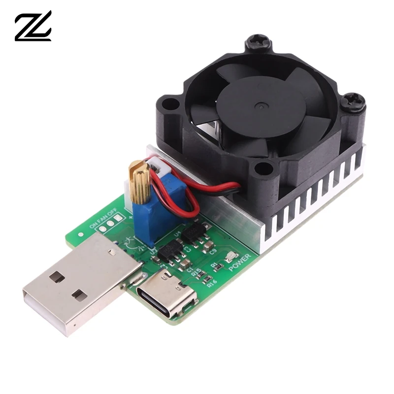 22W 3A Load Tester Electronic Load Test Resistor Module USB&Type C Interface Adjustable Constant Current With Cooling Fan