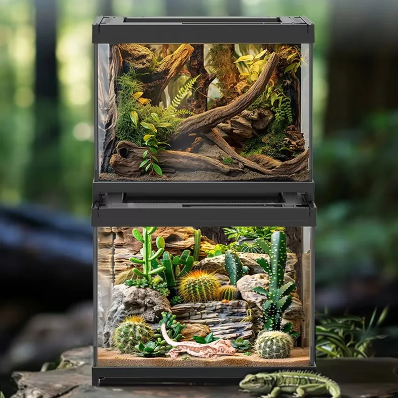 Clear Glass Ecological Display Tank Rainforest Landscape Viewing Enclosure