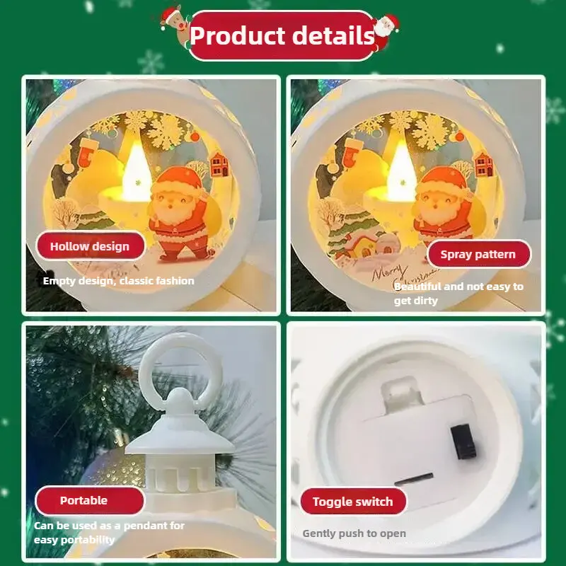 Adornos navideños para el hogar, linterna Led, velas de luz de té, adornos de árbol de Navidad, lámpara de alce de Papá Noel, regalo de Año Nuevo