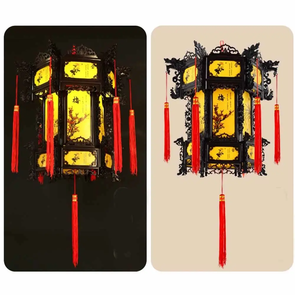 

Hexagonal Chinese Antique Lantern Hanging Red Spring Festival Chandelier Lantern PVC Chinese Style New Year Hanging Lantern