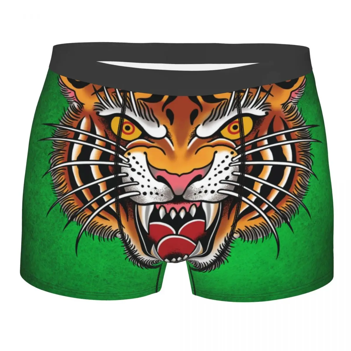 Gothic Traditional Tattoo Tiger Head Boxer Shorts For Homme 3D Printed Male Underwear Panties Briefs Stretch Underpants