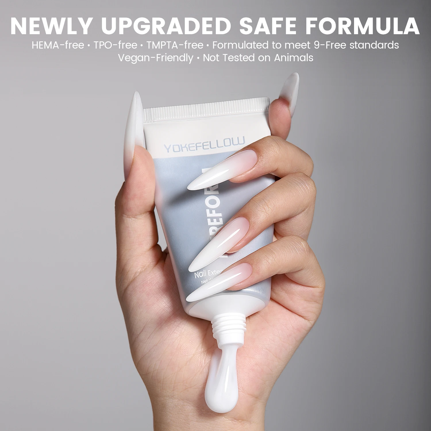 YOKEFELLOW PUREFORM Extension Gel Nail Polish 50g HEMA & TPO Free Milky White Poly Gel for Professional Salon Use PF02 Pure Snow
