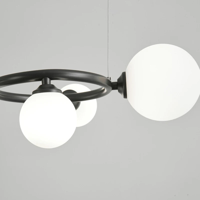 Imagem -05 - Modern White Glass Pendant Lights Black Brass Ring g9 Bulbo Apto para Foyer Restaurante Roon Pendurado Lâmpada Nordic Home Deco