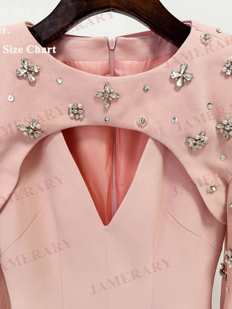 Robe de soirée élégante en diamant pour femmes, tenue de soirée formelle de luxe, cape, manches longues, longueur au sol, cristal, Maxi, haute qualité, été automne