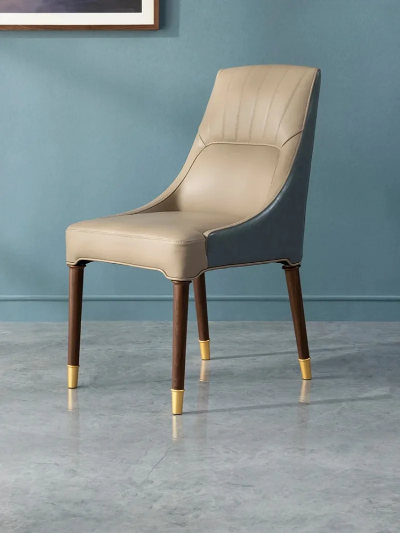 

Wooden family dining chairs, European and American minimalist backrest chairs, black walnut solid wood dining table chairs