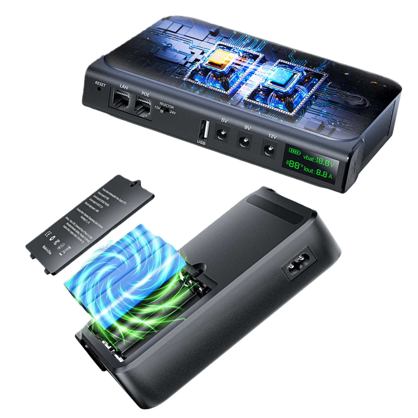 UPS Backup Battery Power Supply Supports 5V/9V/12V Mini DC UPS Uninterruptible Power Supply for Router Modem Security Camera