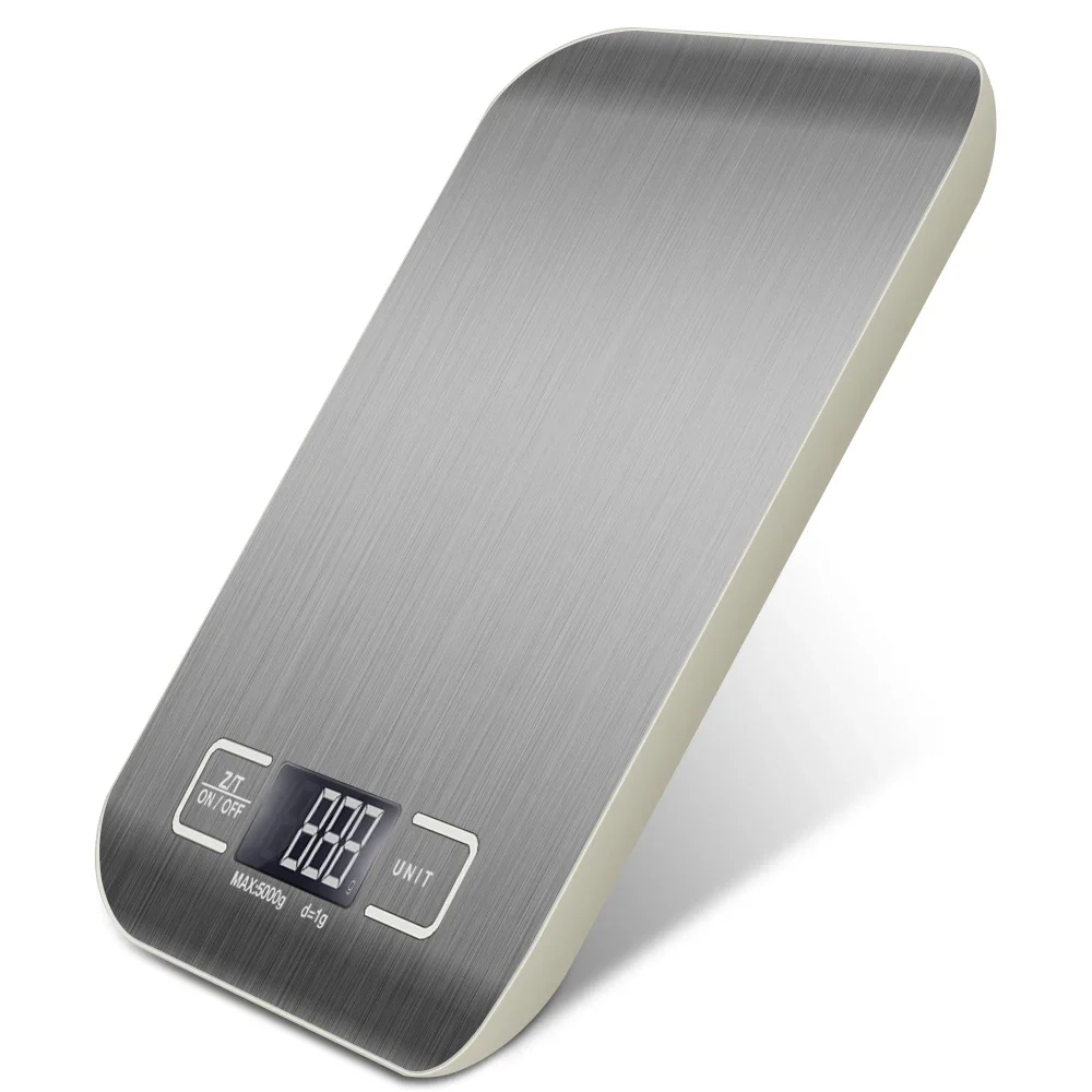 5Kg OZ/ML/LB/G Kitchen Scale Stainless Steel Weighing Scale Food Diet Postal Balance Measuring Tool LCD Electronic Scales