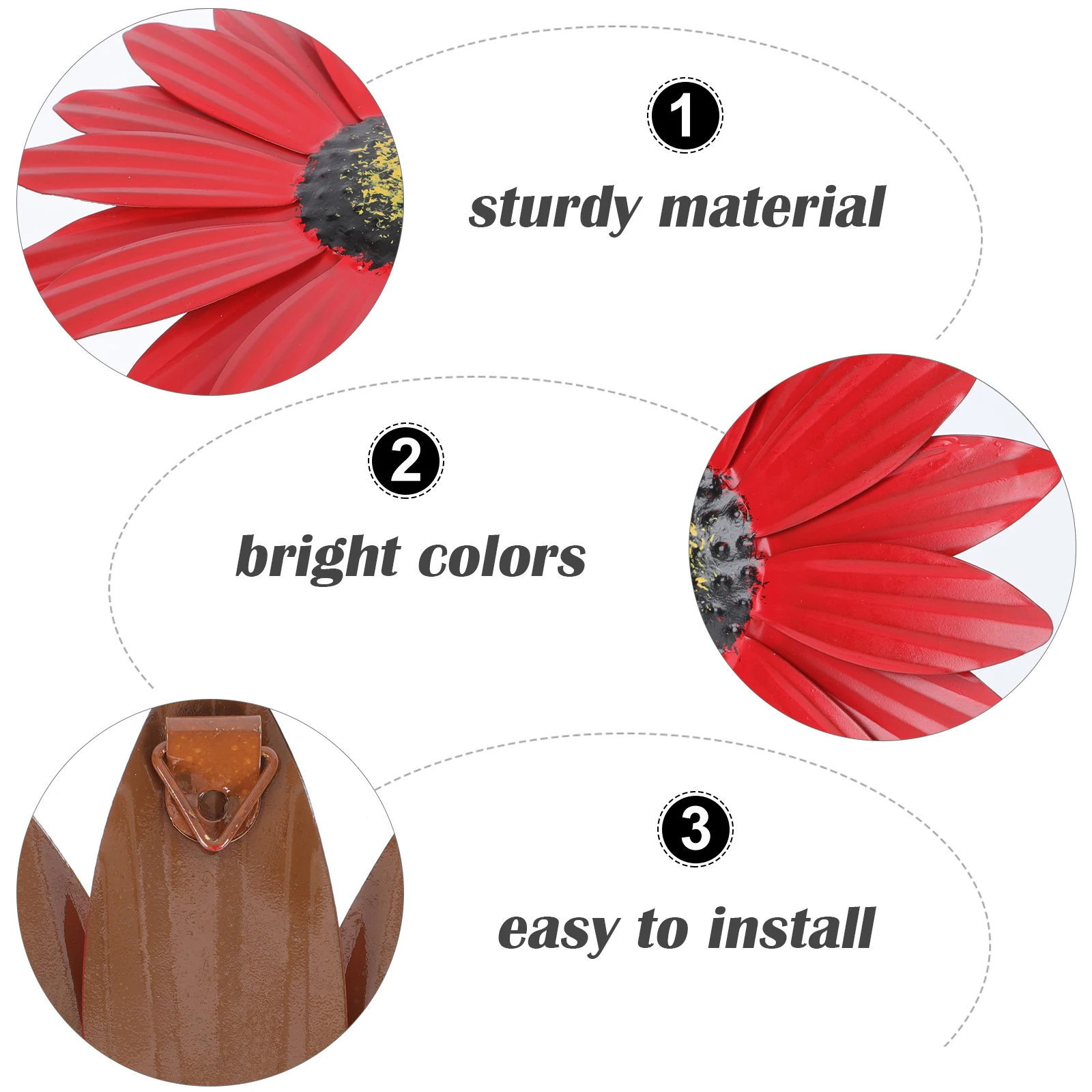 

Wrought Iron Wall Hanging Daisy Decor Realistic Floral for Indoor Outdoor Bedroom Living Room Kitchen Garden