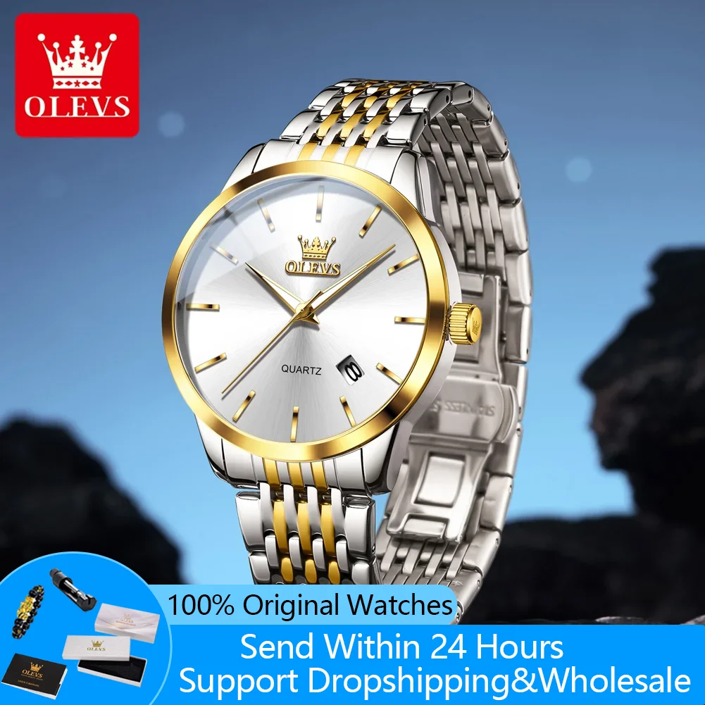 

Мужские часы OLEVS 2907, оригинальные кварцевые, модные, простые, с металлическим ремешком, водонепроницаемые, с автоматической датой, светящиеся, наручные часы для мужчин, новинка 2026 года.