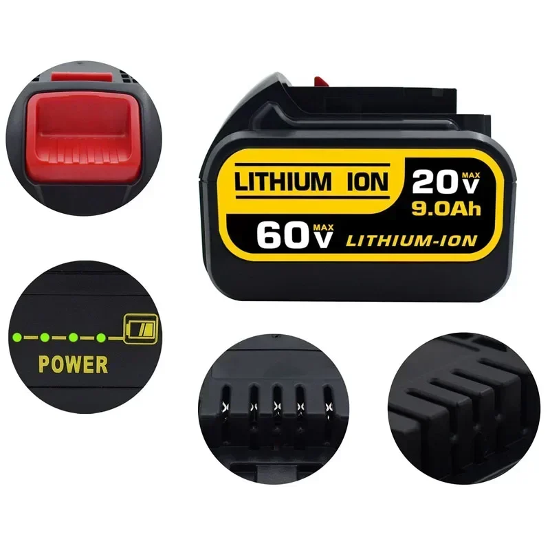 9Ah 20V 60V MAX Replacement Battery for Dewalt 120V DCB606 DCB609 DCB205 DCB204 DCB206 DCB209 Power Tools Lithium-Ion Batteries