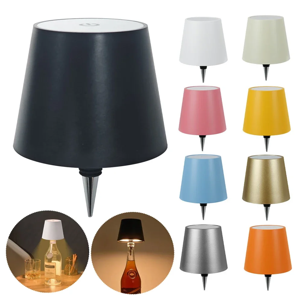 Wireless Bottle Lamp LED Wine Bottle Base Rechargeable Vases Led Light Battery Operated Bar Dining Mushroom Lamp Holder Decor