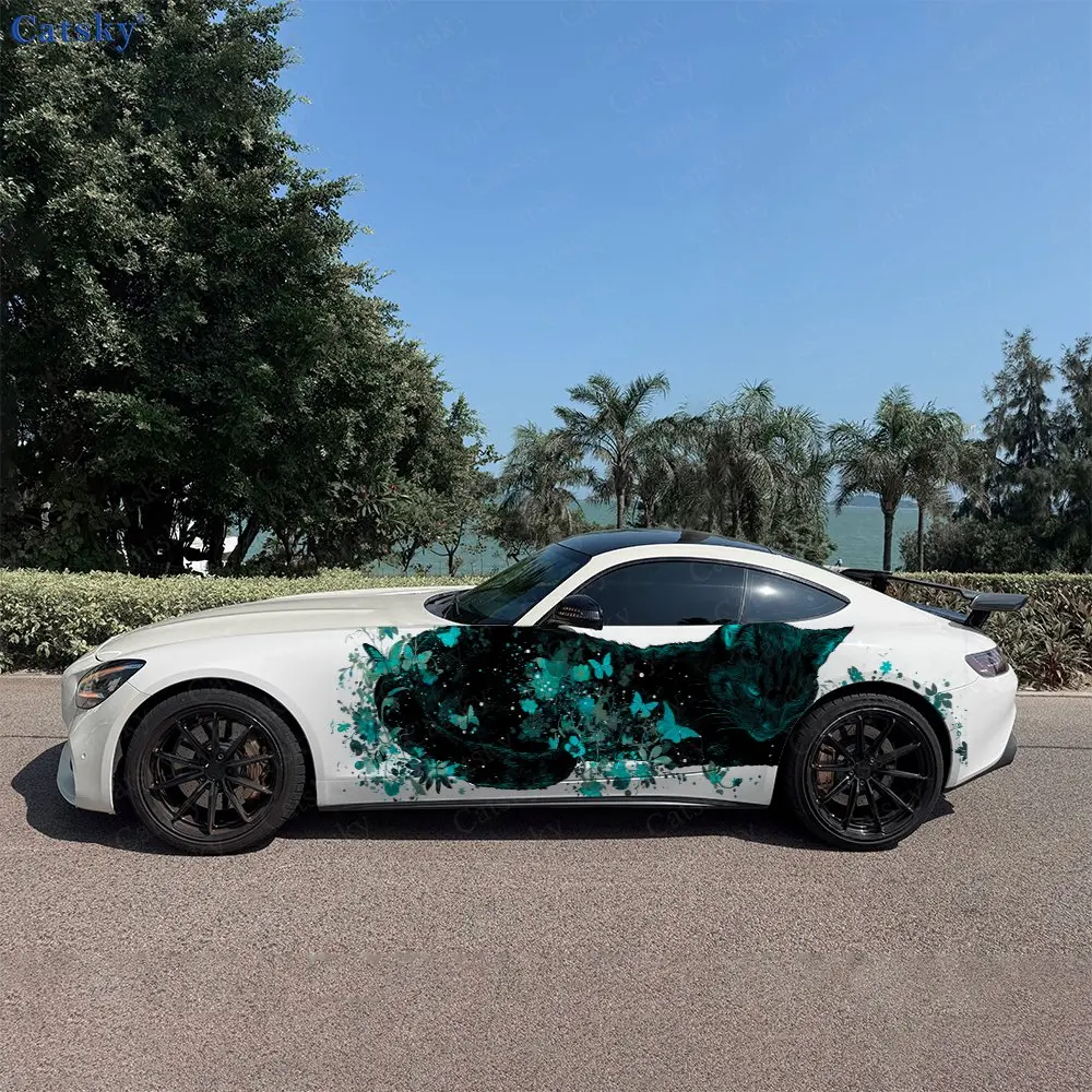 

Флуоресцентные наклейки на боковые части автомобиля «Черная кошка», самоклеящиеся, из ПВХ, водонепроницаемые и устойчивые к царапинам, аксессуар для автомобиля, подарок