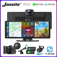 11.26'' inch Car DVR 4K Dash Cam Dual Lens Wireless Carplay & Android Auto Video Recorder Monitor GPS Navigation 5G Wifi FM AUX