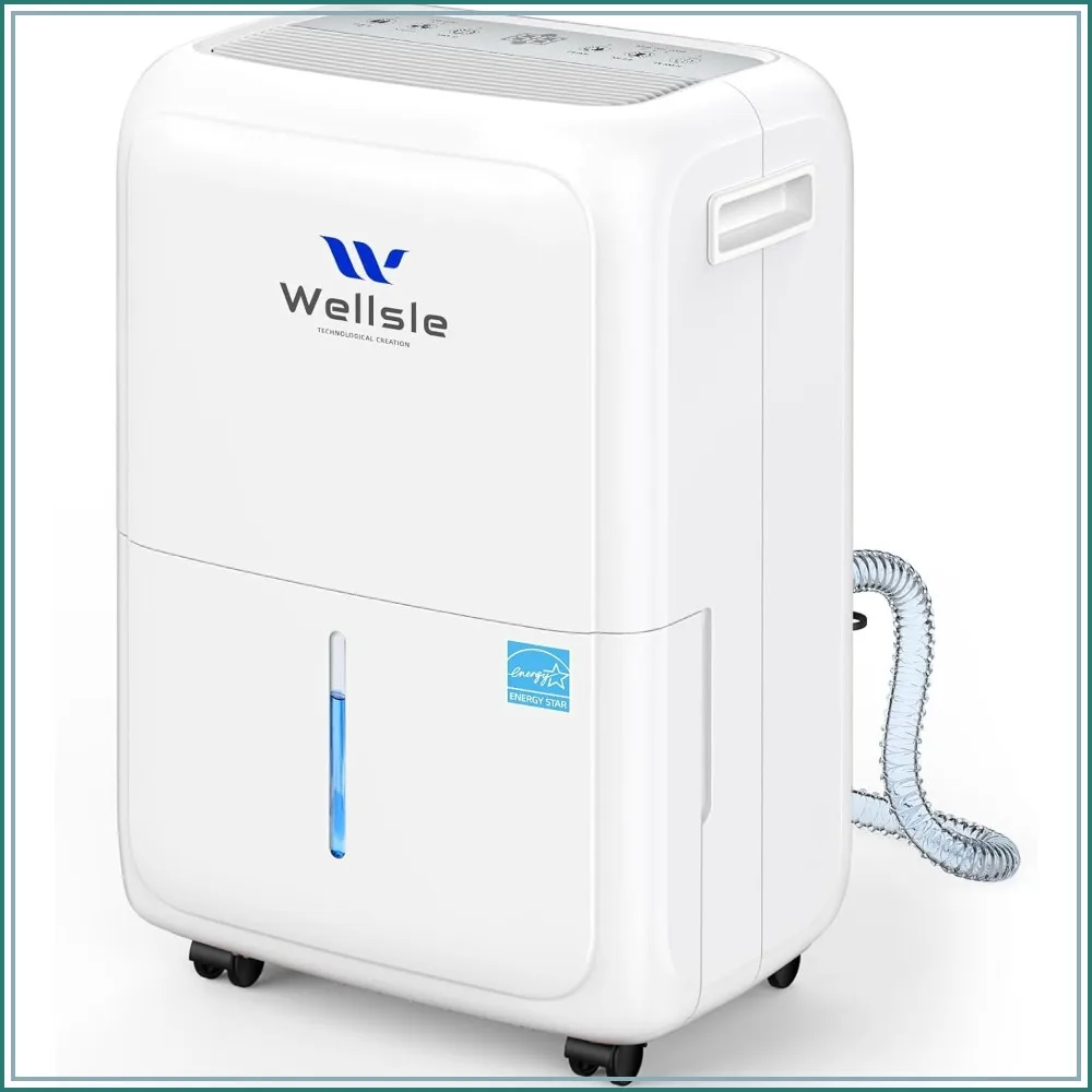 

52 Pint Dehumidifier for Home Basement, Portable with Drain Hose & 1.59 Gal Tank, Quiet for Bedroom Living Room Garage