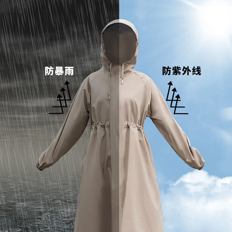 Windbreaker Raincoat for Ladies, Long Models Coat, Light Jacket, Wind and Sun Protection, Rain, Outdoor, Female, Autumn, Summer,