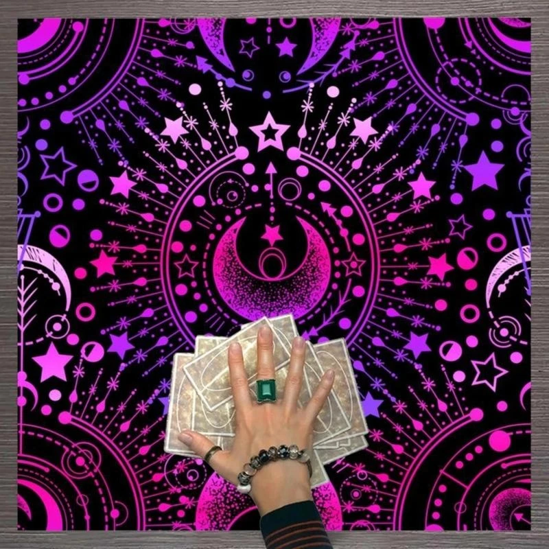 

652F Divinations Tablecloth Mysterious Moon Astrologys Tarot Cards Tablecloth Altars Cloth Divinations Board Game Accessory
