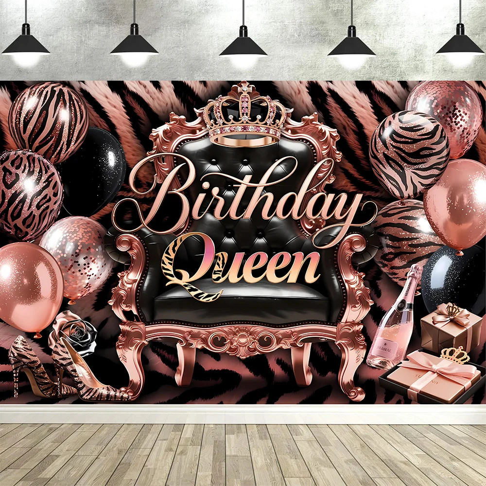 Dewprint عيد ميلاد الملكة خلفية الذهب الأسود الماس تاج الشمبانيا خلفية امرأة فتاة حفلة عيد ميلاد ديكور صور الدعامة راية