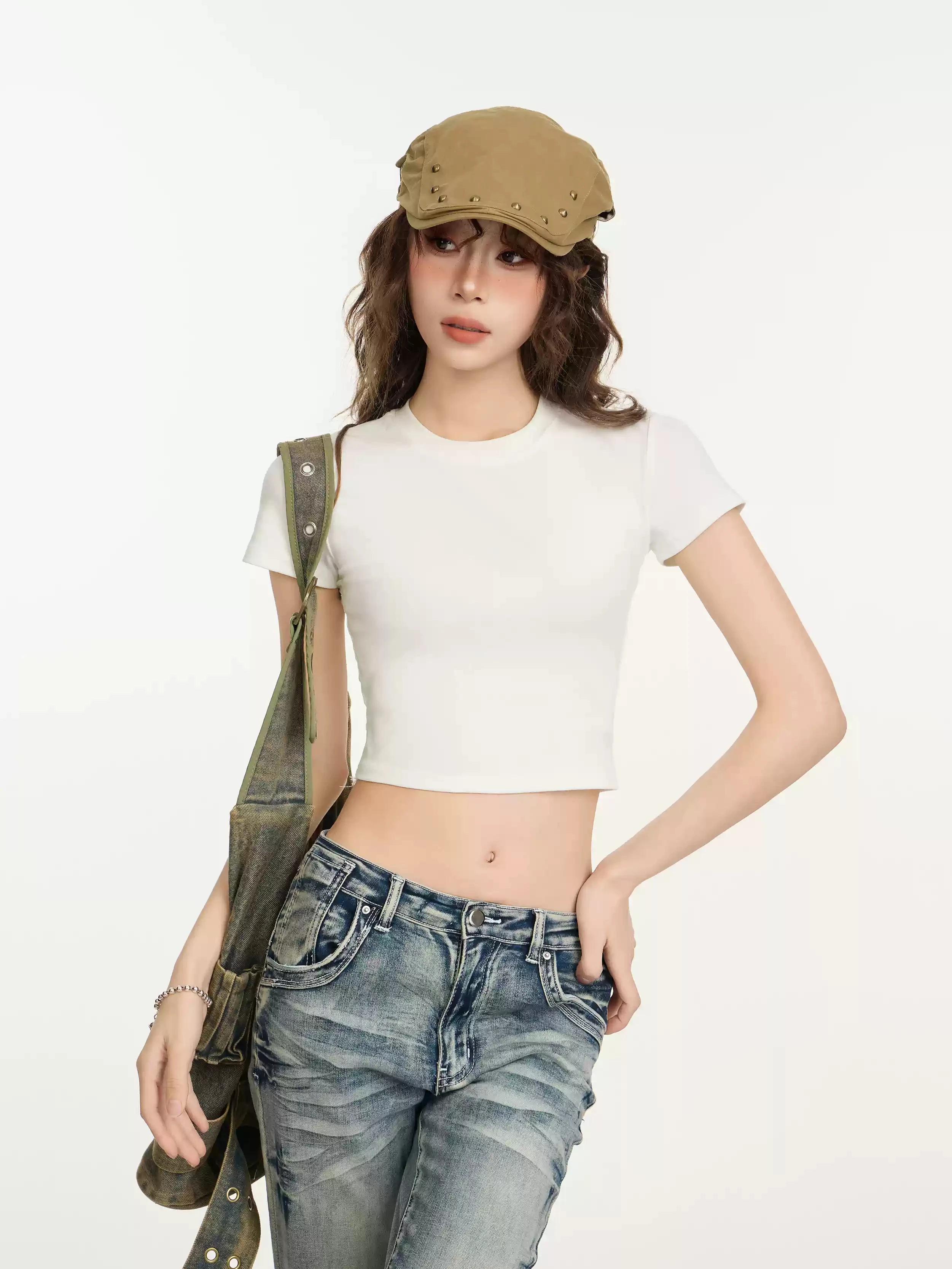 Crop Top Women Custom LOGO Free Print  Short Sleeve  Solid Slim Fit Crew Neck Tee Basic Skinny Tight Casual Workout Yoga Tshirt