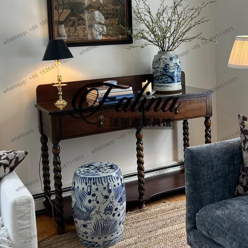 

American retro entrance cabinet French solid wood storage entrance table is very narrow