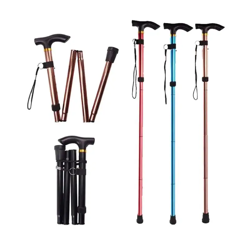 Walking Stick Folding Cane Aluminum Alloy Foldable Reflective Walking Stick Cane Crutch Walking Stick