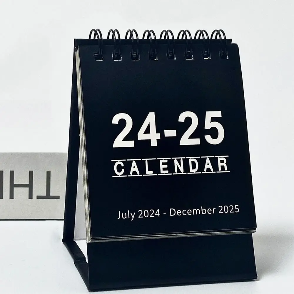 Creative 2024-2025 Calendar Simple 18-Month Mini Desktop Calendar Thick Paper To Do List Standing Flip Calendar Desk Decoration