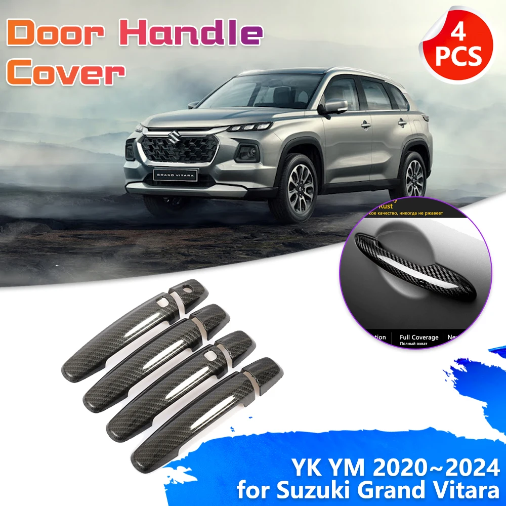 

Car Door Handle Cover for Suzuki Grand Vitara YK YM Toyota Urban 2020~2024 Chrome Trim Catch Carbon Fiber Set Sticker Accessorie