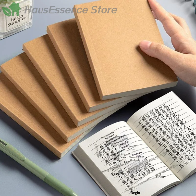 ※A6 Pocket Thickened Notebook 256 Pages 128 Sheets Line Blank Grid Inner Pages Kraft Paper Cover Small Notepad Book