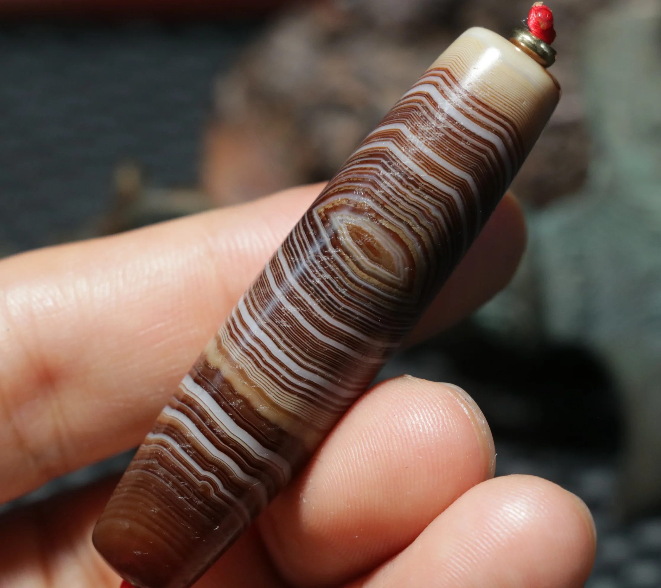 

5A Power Energy Tibetan Old Oily Agate Natural Silkworm Lines Eyed Rich Symbol Totem DZi Bead Pendant RT Timestown UPD230702a4