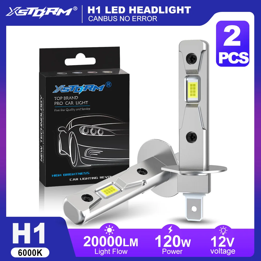 

Светодиодные лампы XSTORM H1, 20000 лм, 120 Вт, H1 LED, Canbus, беспроводные, безвентиляторные, для автомобильных фар, 6000K, 12В/24В