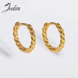 Non Tarnish & Waterproof Fashion Twisted Creative Cross Sweet Hoop Earring For Women Stainless Steel Jewelry Wholesale