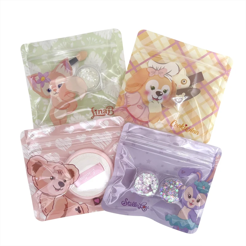 Cute Cartoon Pattern Reusable Clear Ziplock Plastic Packaging Bags Food Tea Jewelry Candy Snack Pouches