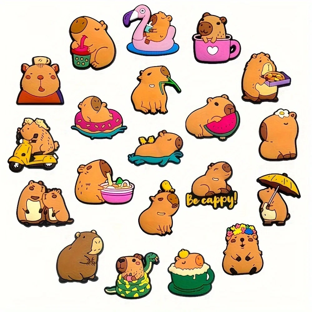 Capybara Animal Relax Funny Cartoon Cute Shoe Charms for Clogs Sandals Decoration Shoe Buckle for Friends Gifts