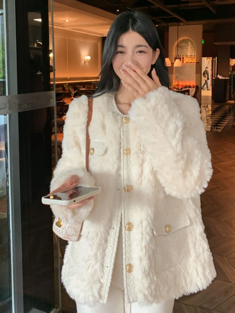 

Women's Fur Coat Autumn Winter New Korean Fashion Imitation Lamb Wool Versatile Jacket Casual Loose Thickened Warm Women Coats