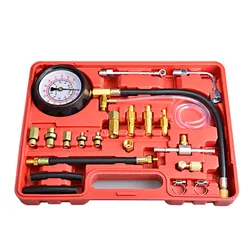 0~10Bar Replaceable Compression Fuel Injection Pressure Gauge Car Diagnostic Tester Tools Kit with Valve and Drain Hose 0-140psi