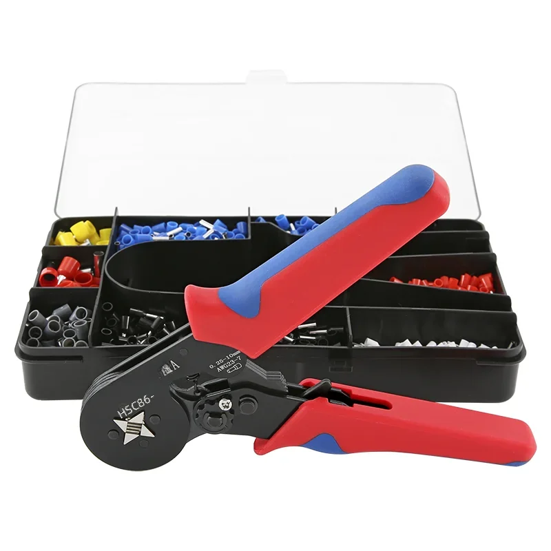 Crimping Pliers HSC8 6-4A Tubular Terminal Exquisite Storage Box Crimper Wire Mini Ferrule Crimps Tools Electrical Kit