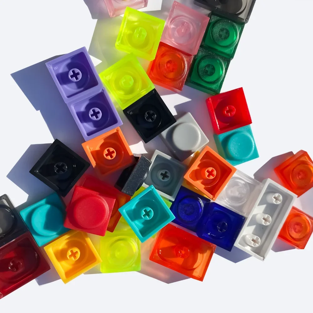 

Clear Frosted PC Keycap 1U Colored Building Block Toy Lettered Keycap for MX Switch 60/64/84/98/108 Mechanical Keyboard