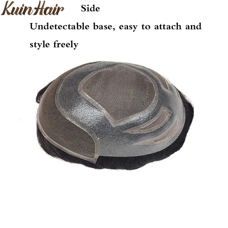 VERSALITE Men Toupee Swiss Lace&PU Breathable 100% Indian Remy Human Hair Natural Hairline Hairpiece Men\'s Capillary Prosthesis