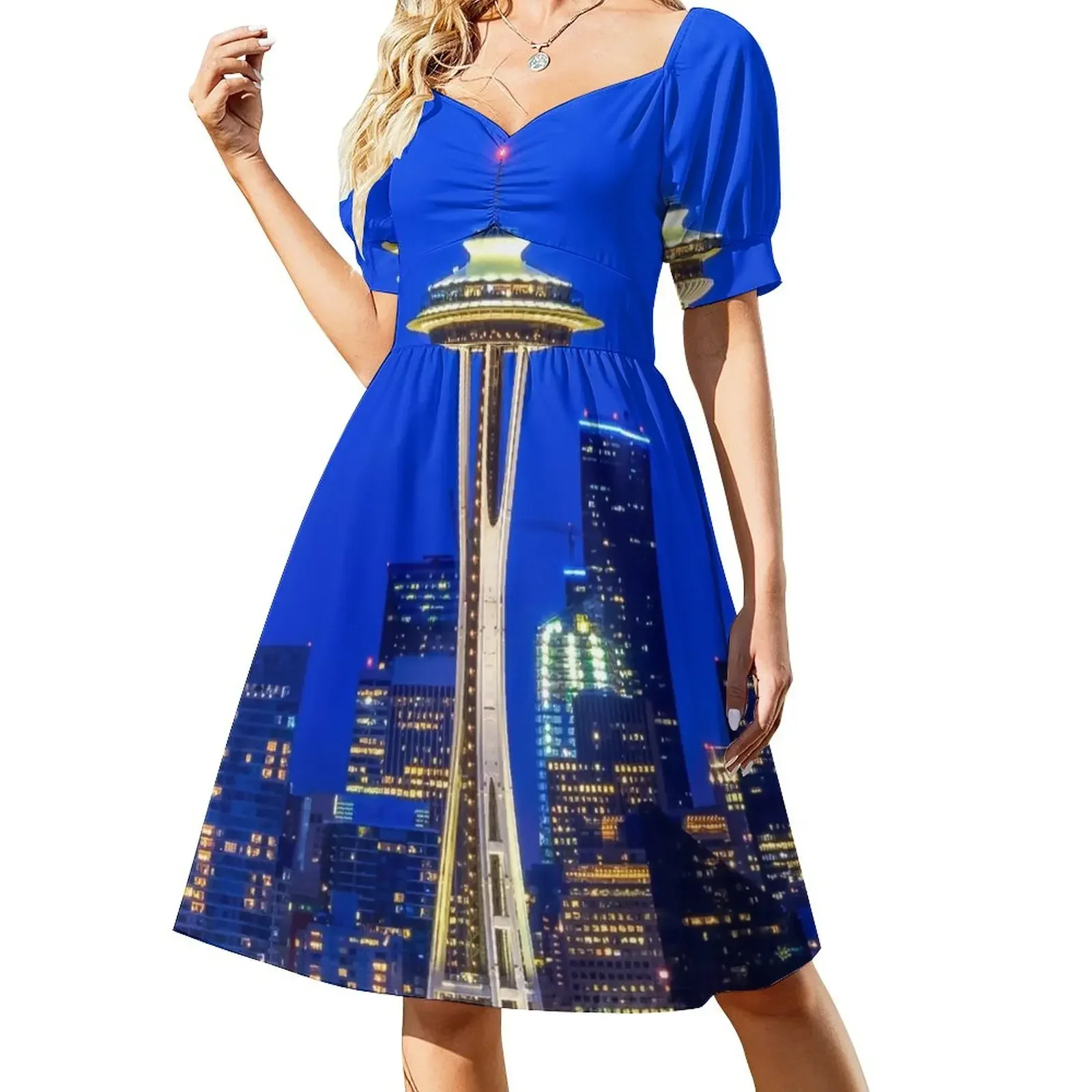 

Famous Space Needle in Seattle at sunset Sleeveless Dress summer dresses dress women summer 2025 birthday dress for women