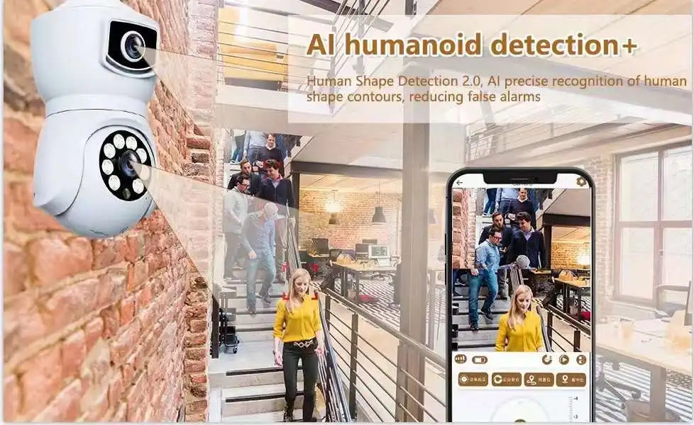 4MP V380/Yoosee APP عدسة مزدوجة E27 مصباح رئيس المقبس كامل اللون اللاسلكية PTZ IP كاميرا بشكل قبة الاتصال الداخلي الأمن CCTV مراقبة الطفل