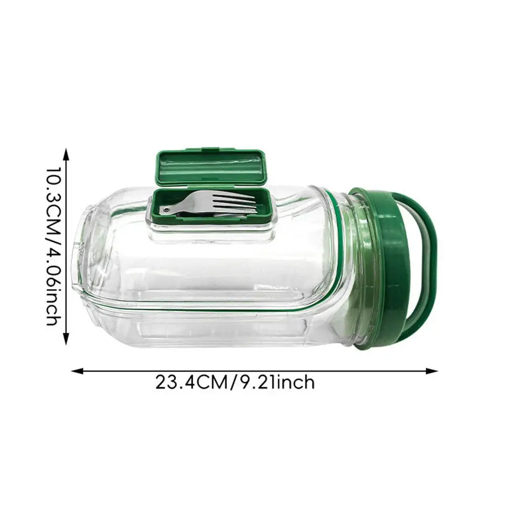 Portable Salad Container Jar with Fork and Dressing Layer Leakproof Lunch Container for Meal Prep Office Travel Outdoor Use view 6
