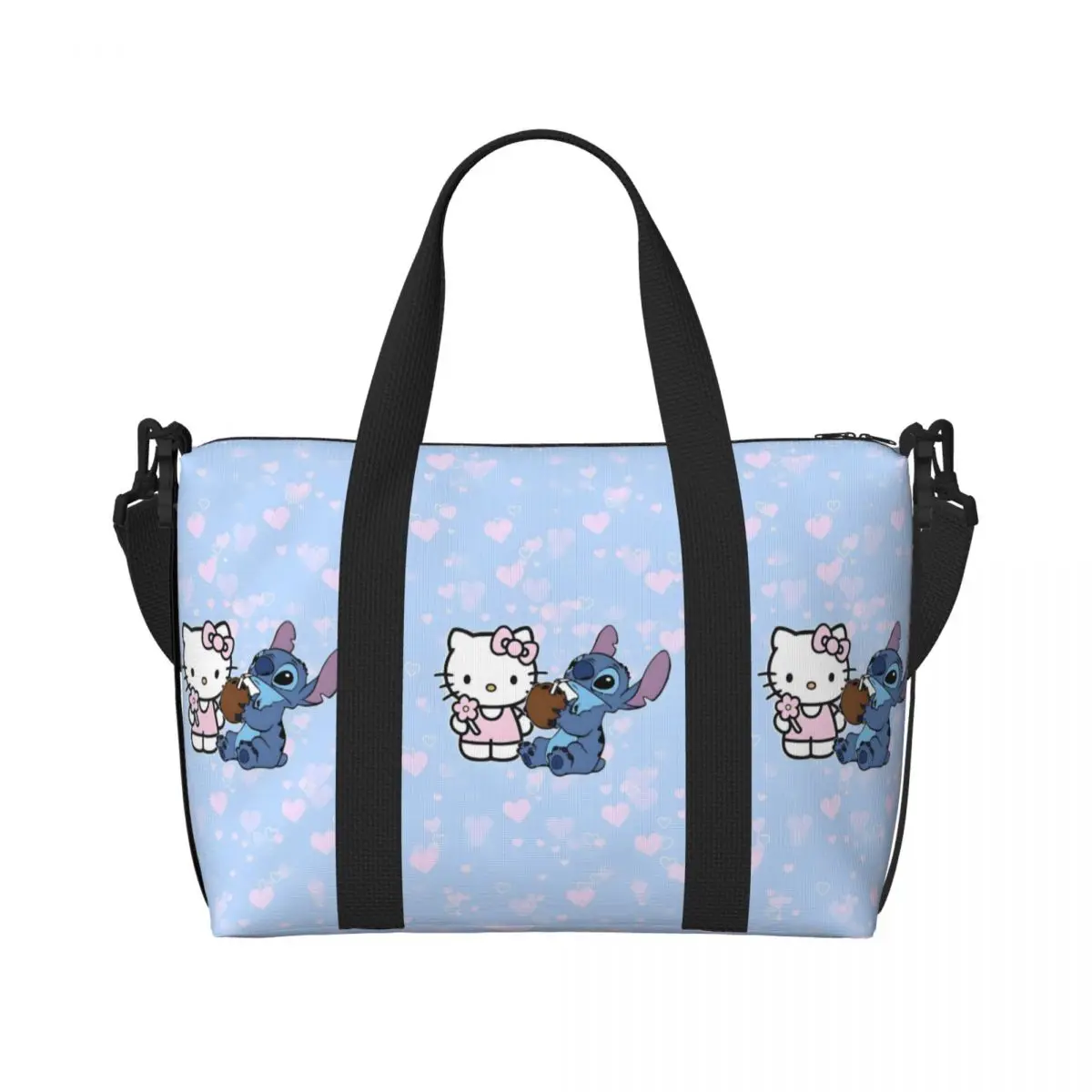

Custom Hello Kitty Tote Bag for Women Big Capacity Cute Cat Gym Beach Travel Bags